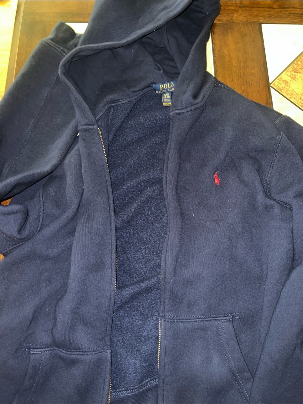 Polo by Ralph Lauren Navy Zip-Up Hoodie with Red Pony